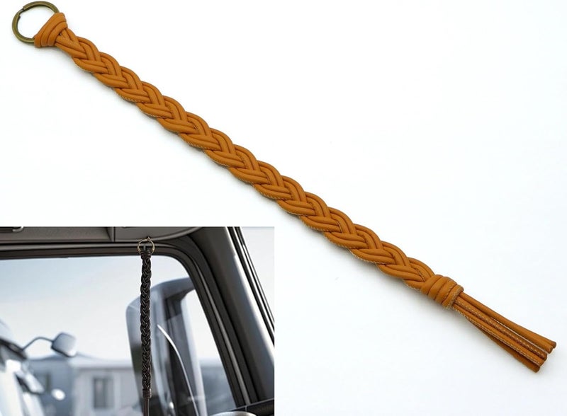 OKQX 12 Inch Brown Braided Air Horn Pull Cord Replacement - Heavy Duty Synthetic Leather Lanyard for Semi Truck, Tractor & Big Rig Accessories - Image 1